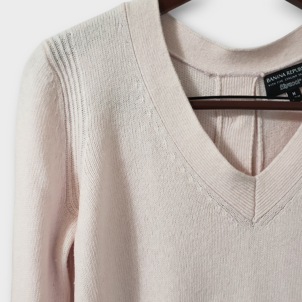 Banana Republic Womens Filpucci Button Back Sweater Medium Pink Wool Cashmere - Picture 5 of 13